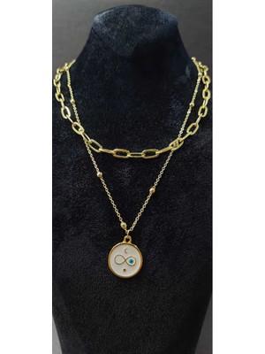 KirLinova Çift Zincirli Sonsuzluk Figürlü Kadın Kolye