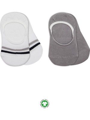 NessiWorld 2'li Penye Babet Silikon Çemberli Çorap 30102 Gri Beyaz
