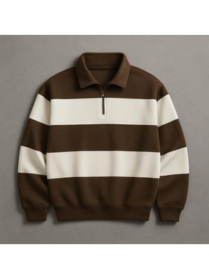 Risil-Nu Company Unisex 3 Iplik Yeni Sezon Premium Kumaş Parçalı Polo Yaka Tekli Sweatshirt