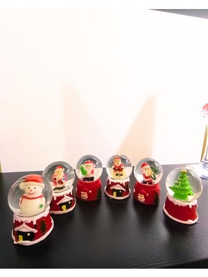 PremiumPort 12'li Yılbaşı Mini Işıklı Kar Küresi Seti, 6,5 Cm, Yeni Yıl 2024 Hazırlığı