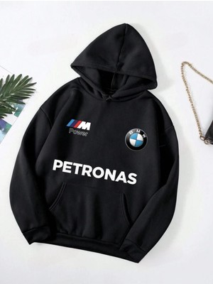 Risil-Nu Company 3 Iplik Kalın Şardonlu Petronas Baskılı Oversize Model Kapüşonlu Hoodie