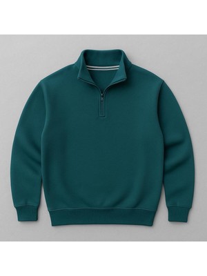 Risil-Nu Company Unisex 3 Iplik Yeni Sezon Premium Kumaş Yarım Fermuarlı Tekli Sweatshirt