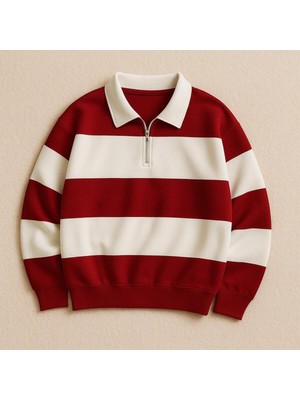 Risil-Nu Company Unisex 3 Iplik Yeni Sezon Premium Kumaş Parçalı Polo Yaka Tekli Sweatshirt