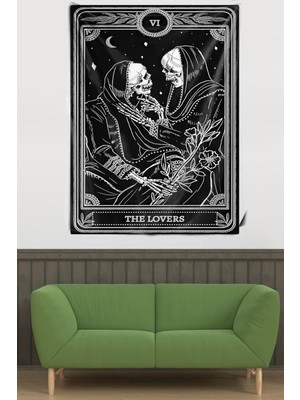 Storemax Pelangi The Lovers Iskelet Sevgililer Desen Leke Tutmaz Kadife Kumaş Duvar Örtüsü Duvar Halısı Tapestry, Siyah-Beyaz 70 x 100, 859411570100659