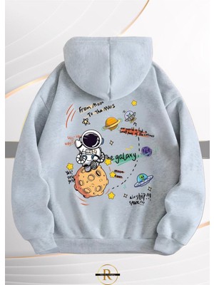 Risil-Nu Company Yeni Sezon Trend Unisex 3 Iplik Galaxy Sırt Baskılı Oversize Sweatshirt
