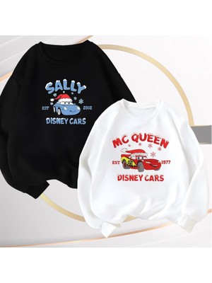 Risil-Nu Company Yeni Sezon 3 Iplik Şardonlu Yılbaşına Özel Oversize Sally ve Mcqueen Sıfır Yaka 2'li Sweatshirt