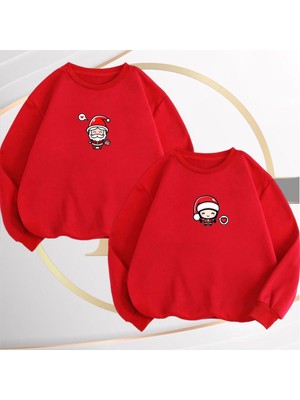 Risil-Nu Company Yeni Sezon 3 Iplik Şardonlu Yılbaşına Özel Oversize Noel Çift Sıfır Yaka 2'li Sweatshirt