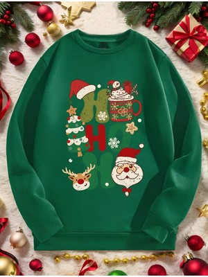 Risil-Nu Company Yeni Sezon 3 Iplik Şardonlu Yılbaşına Özel Sıfır Yaka Bol Kalıp Sweatshirt