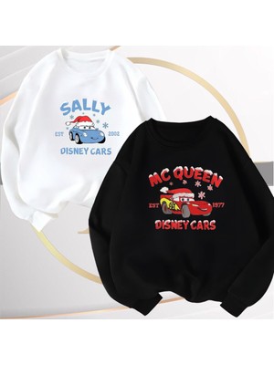 Risil-Nu Company Yeni Sezon 3 Iplik Şardonlu Yılbaşına Özel Oversize Sally ve Mcqueen Sıfır Yaka 2'li Sweatshirt