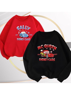 Risil-Nu Company Yeni Sezon 3 Iplik Şardonlu Yılbaşına Özel Oversize Sally ve Mcqueen Sıfır Yaka 2'li Sweatshirt