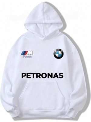 Risil-Nu Company 3 Iplik Kalın Şardonlu Petronas Baskılı Oversize Model Kapüşonlu Hoodie