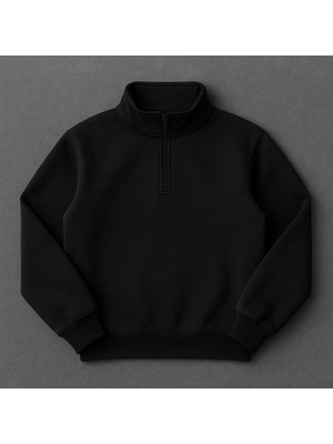 Risil-Nu Company Unisex 3 Iplik Yeni Sezon Premium Kumaş Yarım Fermuarlı Tekli Sweatshirt