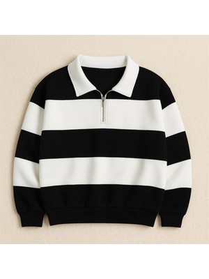 Risil-Nu Company Unisex 3 Iplik Yeni Sezon Premium Kumaş Parçalı Polo Yaka Tekli Sweatshirt