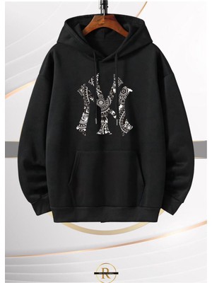 Risil-Nu Company Yeni Sezon Damask Baskılı 3 Iplik Içi Şardonlu Oversize Kapüşonlu Sweatshirt