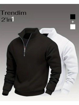Risil-Nu Company 2 In 1 Fermuarlı Polar Sweatshirt Takımı – Sıcak Tutan Rahat Kumaş