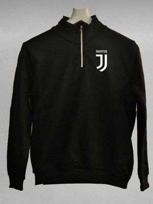 Risil-Nu Company Unisex Juventus Baskılı Yarım Fermuarlı Pamuklu Sweatshirt