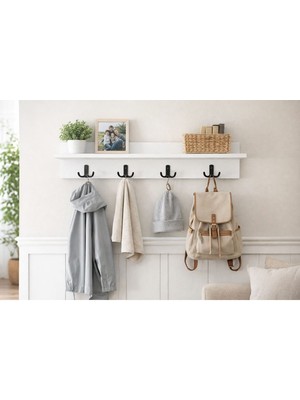 Mobilyacın Portmanto Duvar Askılığı Elbise Askılığı  (Beyaz)