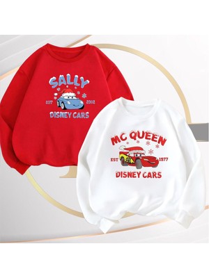 Risil-Nu Company Yeni Sezon 3 Iplik Şardonlu Yılbaşına Özel Oversize Sally ve Mcqueen Sıfır Yaka 2'li Sweatshirt