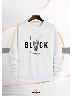 Risil-Nu Company Yeni Sezon Black Baskılı 3 Iplik Içi Şardonlu Oversize Sıfır Yaka Sweatshirt