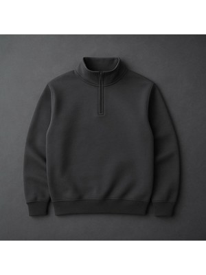 Risil-Nu Company Unisex 3 Iplik Yeni Sezon Premium Kumaş Yarım Fermuarlı Tekli Sweatshirt