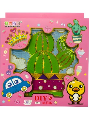 Elegantshop 5d Yapışan Boncuk Goblen Mozaik Tablo Pano 15*15 cm Kaktüs