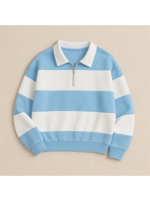 Risil-Nu Company Unisex 3 Iplik Yeni Sezon Premium Kumaş Parçalı Polo Yaka Tekli Sweatshirt