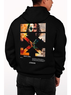 Risil-Nu Company Unisex Siyah Joker Off Baskılı Oversize Kapüşonlu Sweatshirt