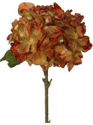 Nettenevime Yapay Çiçek Ortanca Kızıl Kahve Yanık Ortanca  Tek Dal 35*15CM Pastel Renkli Desenli Kumaş Çiçek