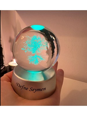 PremiumPort Kişiye Özel Renk Değişen LED Işıklı Cam Küre Hayat Ağacı