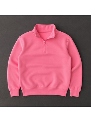 Risil-Nu Company Unisex 3 Iplik Yeni Sezon Premium Kumaş Yarım Fermuarlı Tekli Sweatshirt