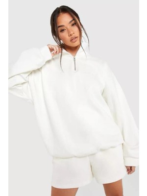 Risil-Nu Company Yeni Sezon Içi Şardonlu Kışlık Yarım Fermuarlı Kalın Sweatshirt