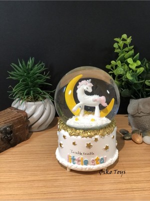 PremiumPort Işıklı ve Müzikli Unicorn At Kar Küresi, Büyük Boy, Dekoratif Süs