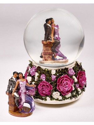 PremiumPort Renkli Güller Kar Küresi, Müzikli ve Kendinden Üflemeli, Büyük 100 mm