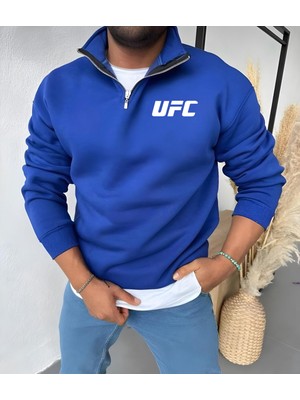 Risil-Nu Company Unisex Yarım Fermuarlı Kışlık Şardonlu Ufc Baskılı Pamuklu Sweatshirt