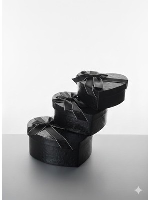 abnturk 1 Adet 15X14X6 Özel Günler Için Siyah Lüks Kalp Hediye Kutusu