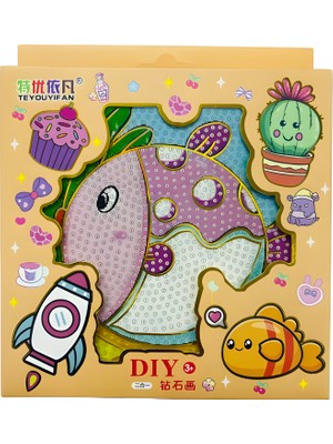 Elegantshop 5d Yapışan Boncuk Goblen Mozaik Tablo Pano 15*15 cm Balon Balık