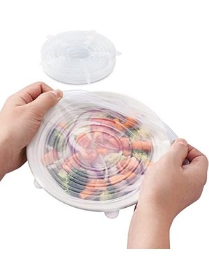 Storemax Opaceluuk Silikon Streç Kapak, Tekrar Kullanılabilir, Dayanıklı ve Kullanılabilir Conta Kapağı, Çeşitli Boyutlarda (Şeffaf 6 Adet)