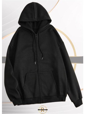 Risil-Nu Company Yeni Sezon Pamuklu Içi Şardonlu Kapüşonlu Cepli Sweat Ceket