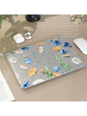 Storemax Pro Kılıf 15 Inç Sert Kapak Koruyucu Çiçek Desenli Lazer Baskı Touchbar Pro A1707 A1990 ile Uyumlu Sarı