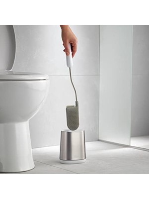 Storemax Lite - Ince Saplı Silikon Tuvalet Fırçası, Esnek, Damlatmaz, Tıkanmaz Başlık, Paslanmaz Çelik