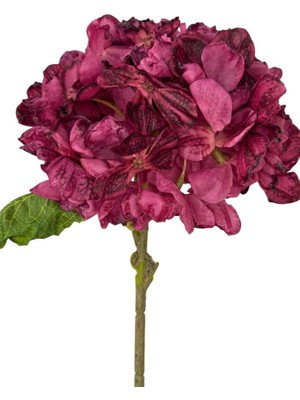 Nettenevime Yapay Çiçek Fuşya Yanık Ortanca  Tek Dal 35*15CM Pastel Renkli Desenli Kumaş Çiçek