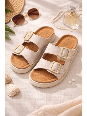 Slipcat Kadın Çift Tokalı Anatomik- Ortopedik Günlük Terlik - Rahat Taban