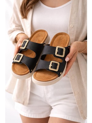 Slipcat Kadın Çift Tokalı Anatomik- Ortopedik Günlük Terlik - Rahat Taban