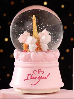 PremiumPort Işıklı Müzikli Teddy Love Bear Kar Küresi, Sevgiliye Özel Hediye