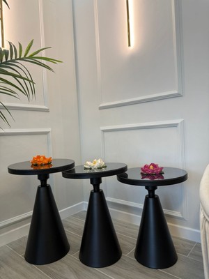 Valda 3 Lü Class Siyah Aynalı Yan Sehpa