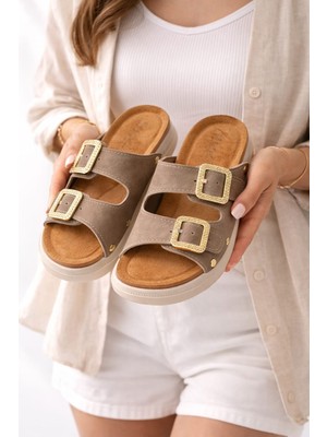 Slipcat Kadın Çift Tokalı Anatomik- Ortopedik Günlük Terlik - Rahat Taban