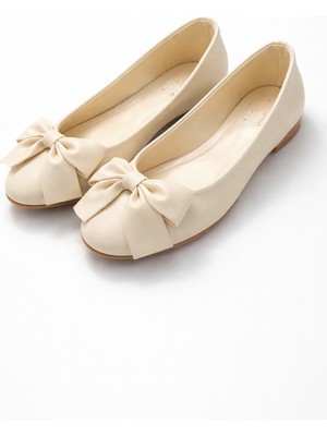 Nmoda Kadın Babet Kurdele Detaylı Yuvarlak Burun Günlük Ofis Şık Zarif Rahat Ayakkabı