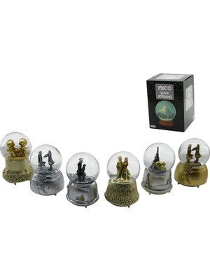 PremiumPort 10CM Işıklı Müzikli Kar Küresi, Cam Eskitme Insan Figürü, Büyük Boy