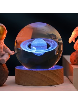 PremiumPort Renk Değiştiren Satürn Gezegen Cam Küre ile Büyüleyici Dekorasyon