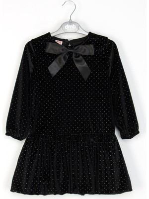 Dmb Kids Dmb Kadife Taşlı Elbise - Siyah